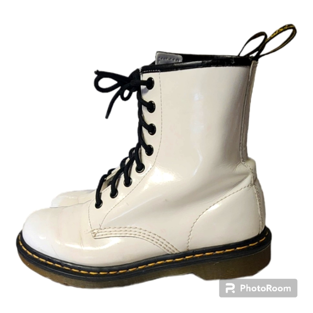 Doc Marten's Air Wear 1460 White Patent Leather Boots